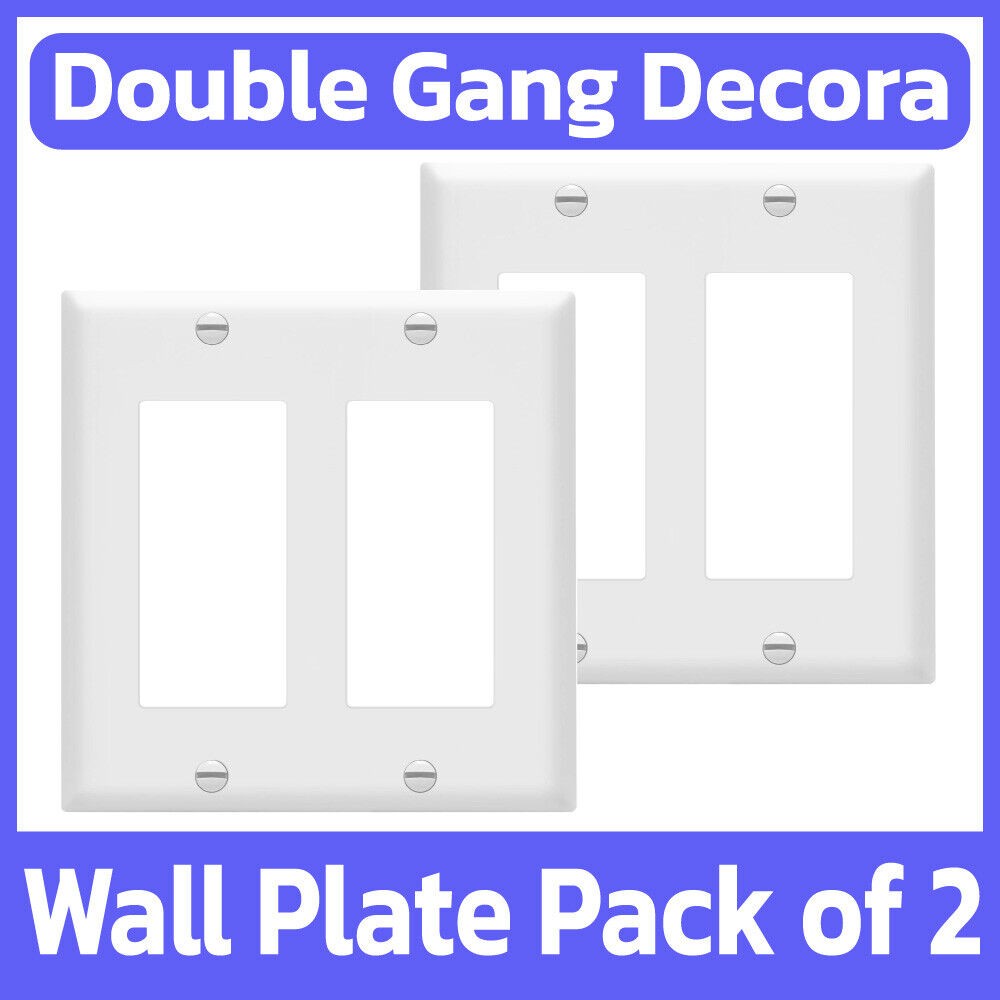 2 Pack Decorative Wall Plate Dual 2 Gang Switch Outlet Wallplate Cover White