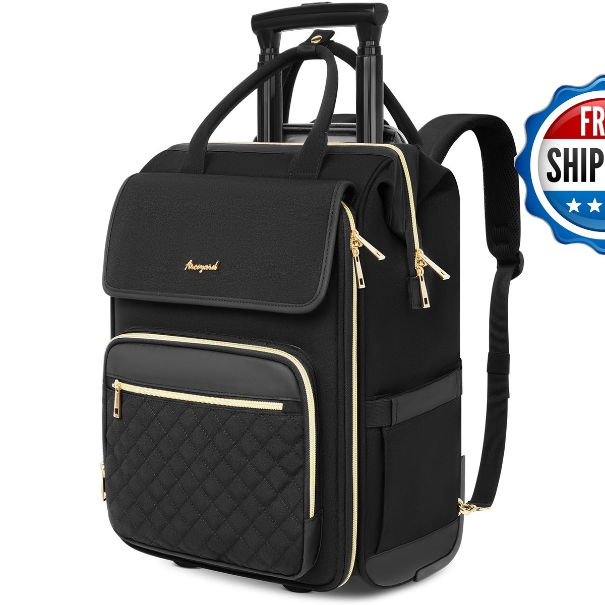 Arcoyard Rolling Laptop Backpack Women 2 In 1 Flip-Top Water-Resistant Carry-On