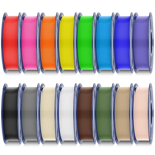 SUNLU PLA+2.0 3D Printer Filament, Multicolor Bundle, 16 Colors
