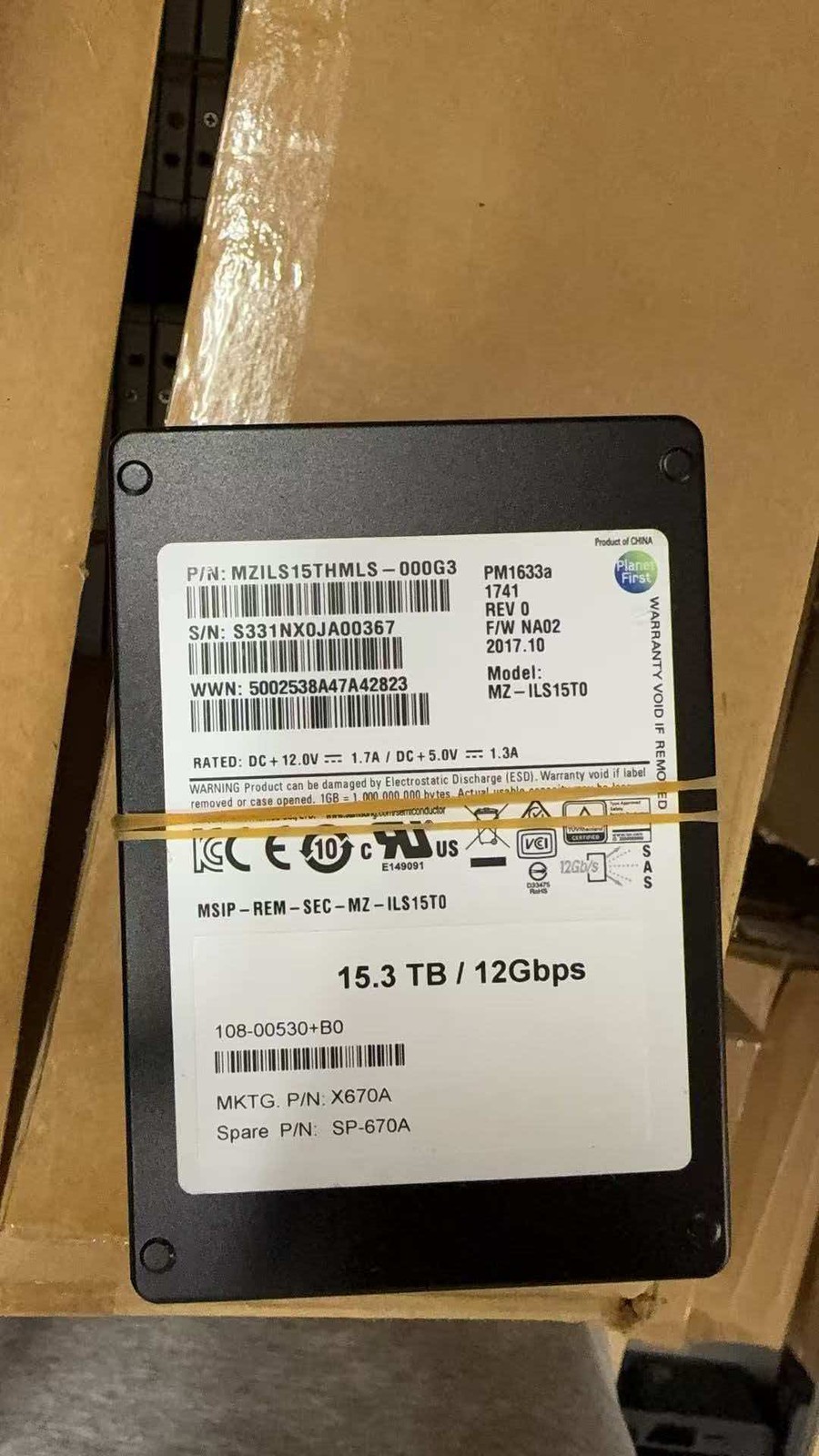 15.36TB SSD SAMSUNG PM1633A SAS MZ-1LS15T0 EMC MZ1LS15THMLS-000G3 VET34ZAQ