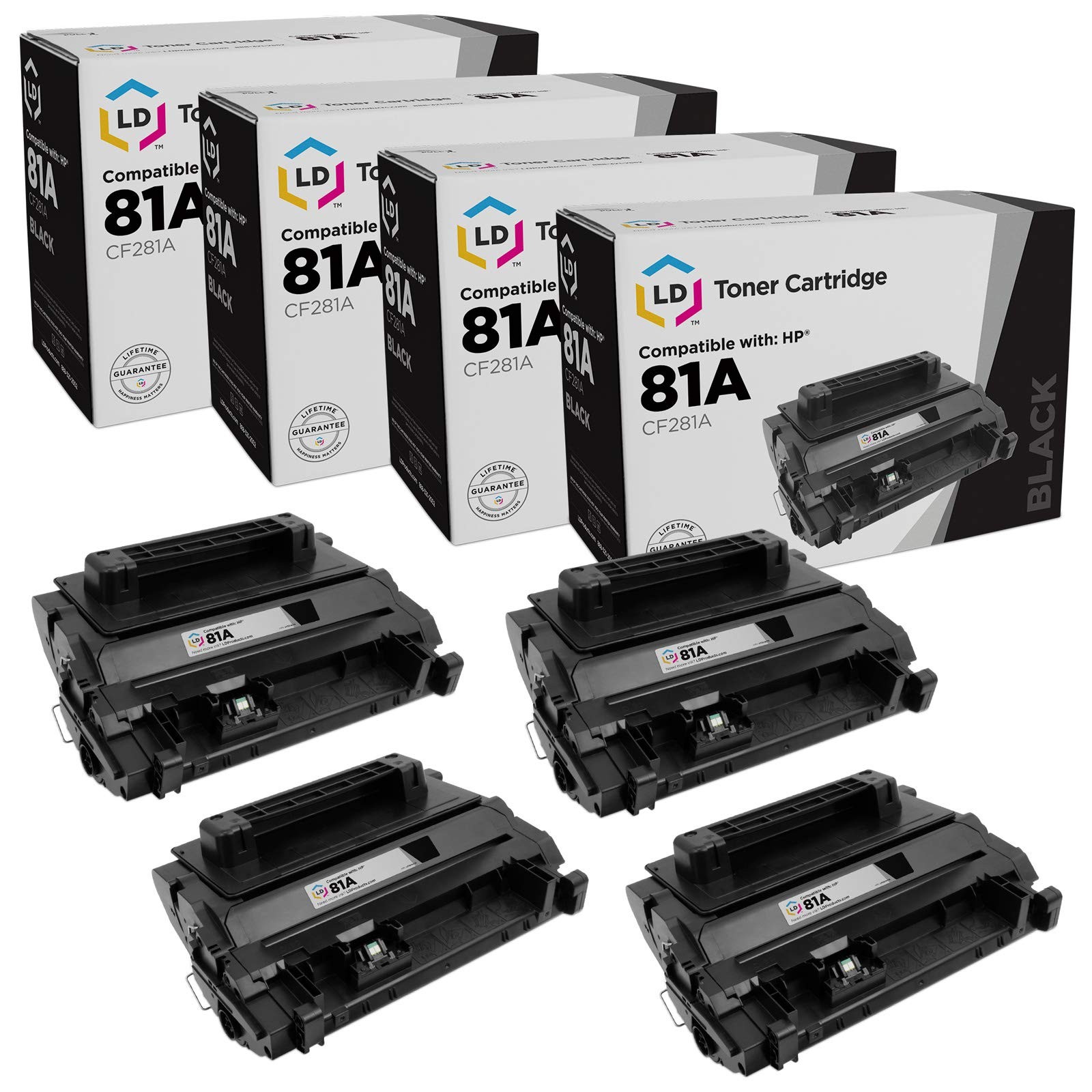 4PK LD Replacement for CF281A HP 81A Black for M604 M605 M605x M605dn