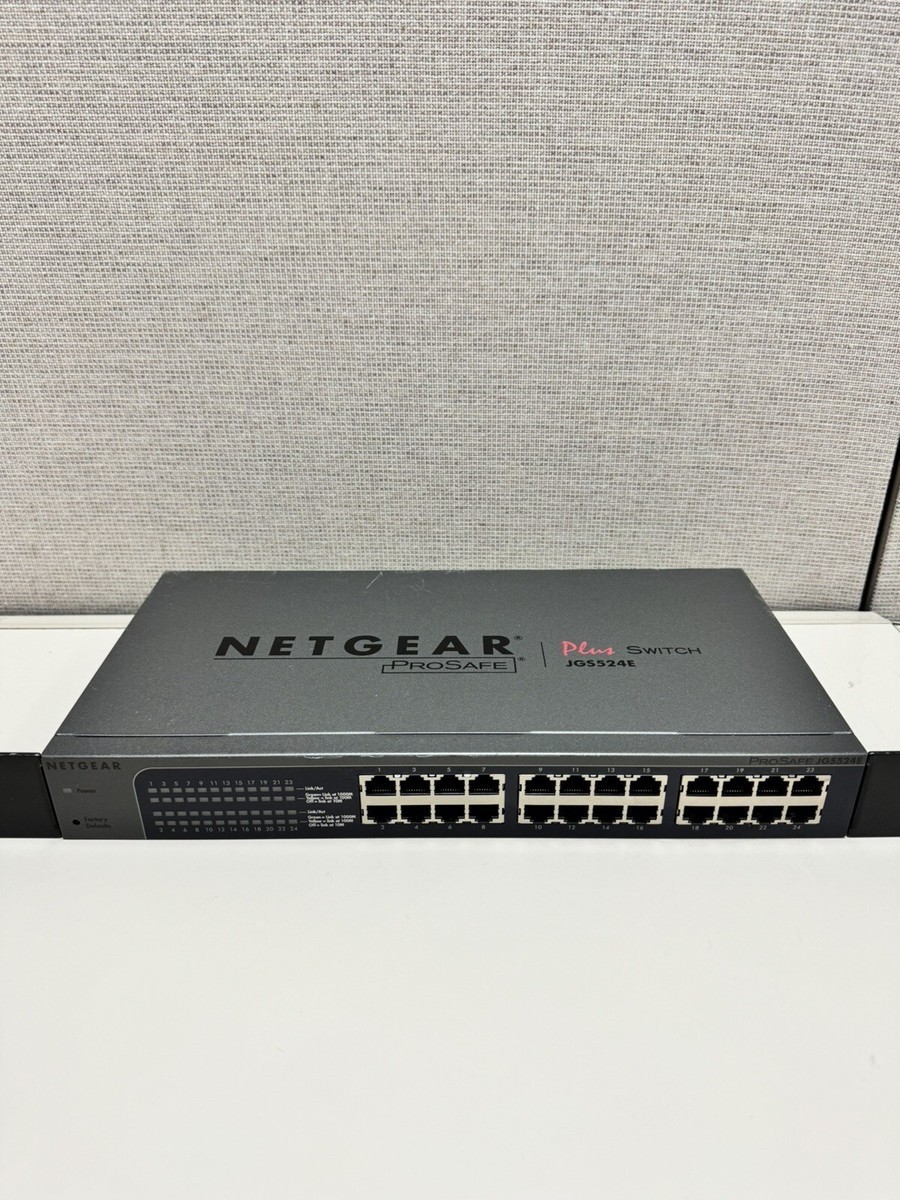 Netgear JGS524Ev2 24-Port Gigabit ProSafe Plus Switch w/ Power Cord, WORKING