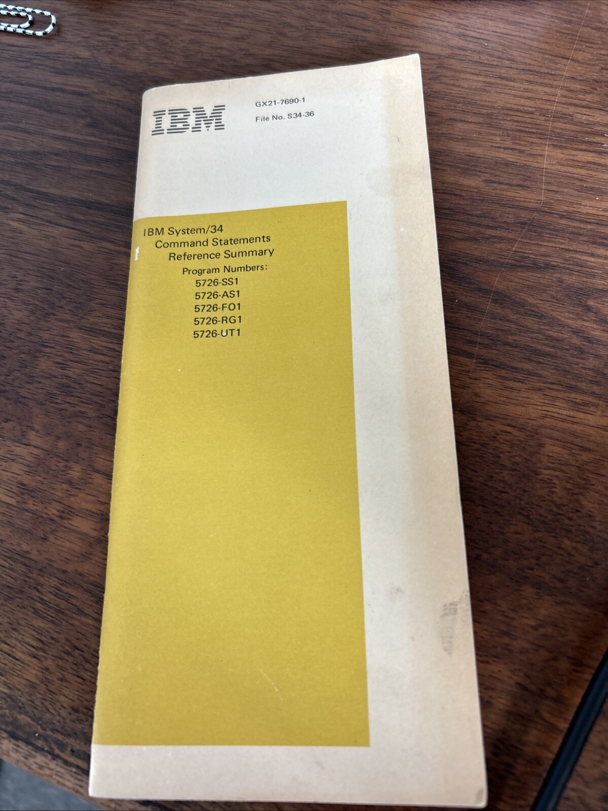 IBM System/34 Reference Summary 1977/1978 second edition
