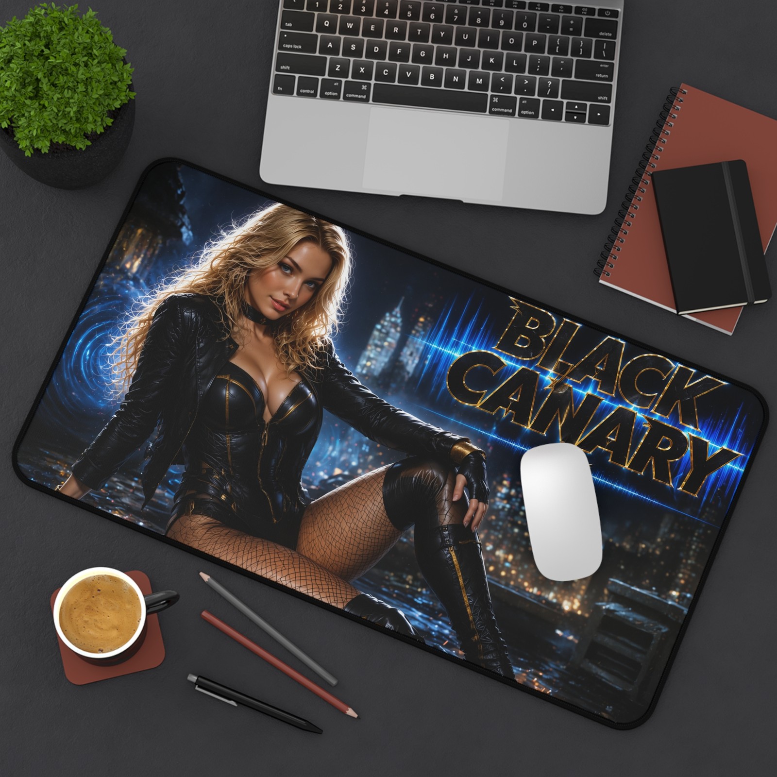 Black Canary Desk Mat, Large Gaming Mouse Pad, PC Decor, Gamer Gift