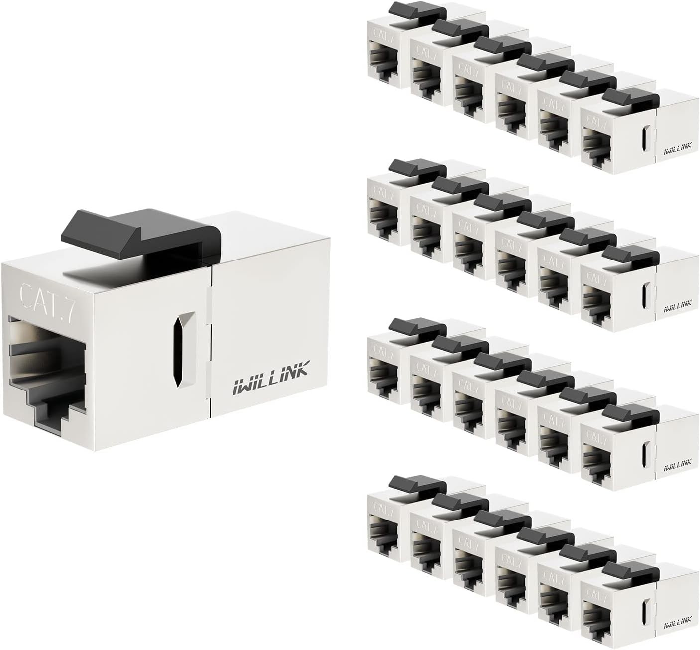 iwillink 10Gbps CAT7 Coupler RJ45 Keystone Shielded Coupler 25-Pack, Ethernet Co