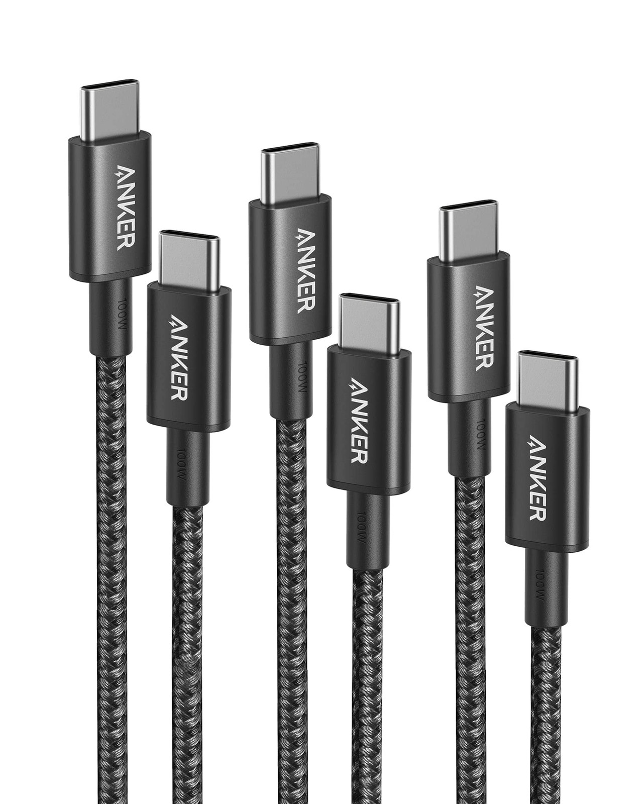 Anker USB C to USB C Cable, 100W Fast Charging Cable(100W, 3.3FT+6FT+10FT)
