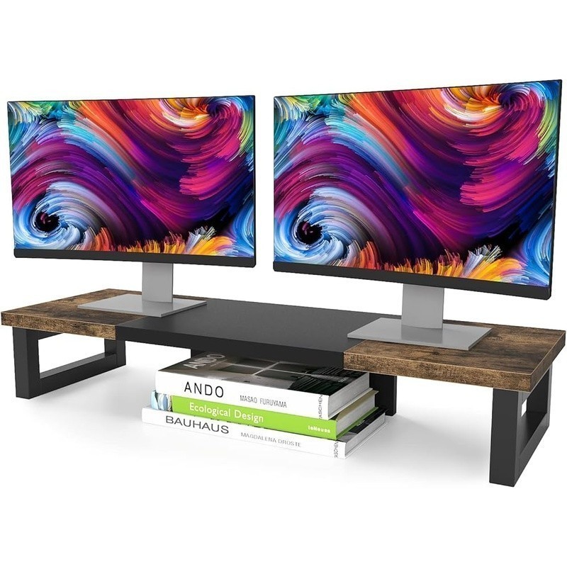 Dual Monitor Stand Heavy Duty Riser Multi Functional Ergonomic Desk Organizer US