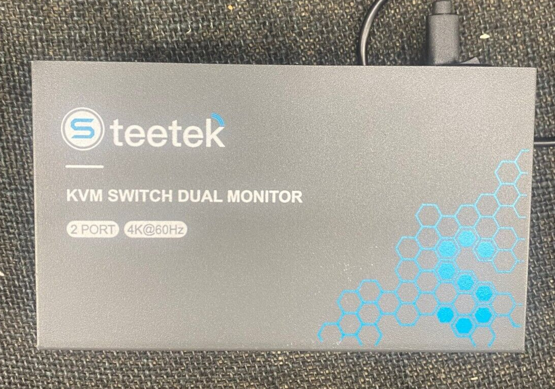 Steetek KVM Switch Dual Monitor 2-Port 4K@60Hz New