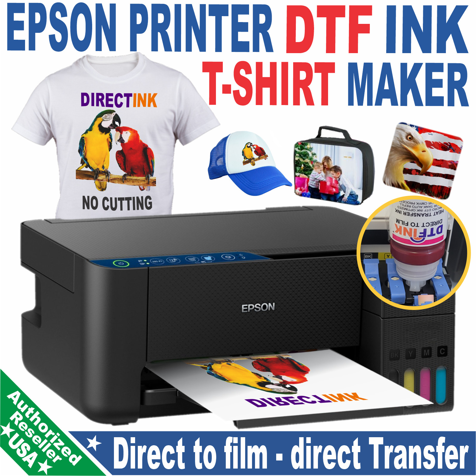 Epson Printer with DTF Ink-Film T-Shirt Printer - Full Kit Start Bundl,,