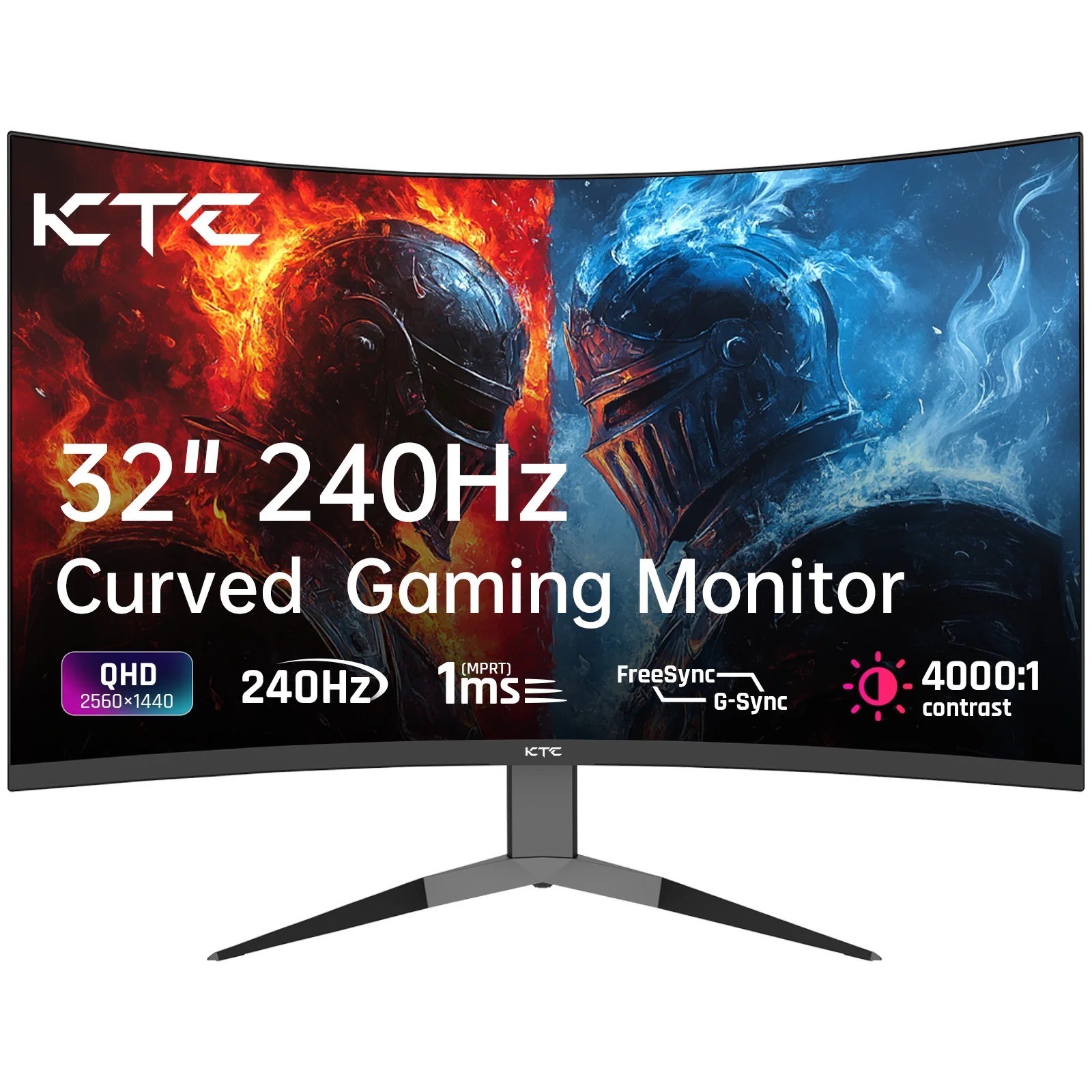 32 Inch 240Hz Curved Gaming Monitor, 2K 1440P Computer PC Monitor with 1000R 1ms