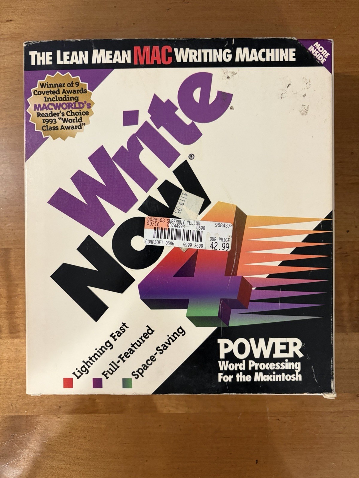 WriteNow 4.0 Apple Macintosh Mac Vintage 1993 Software Inner Box Sealed