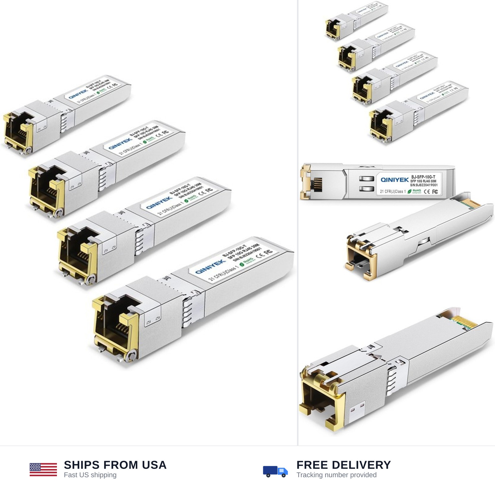 4-Pack 10G SFP+ to RJ45 Module | 10Gbase-T Transceiver Compatible with Cisco,...