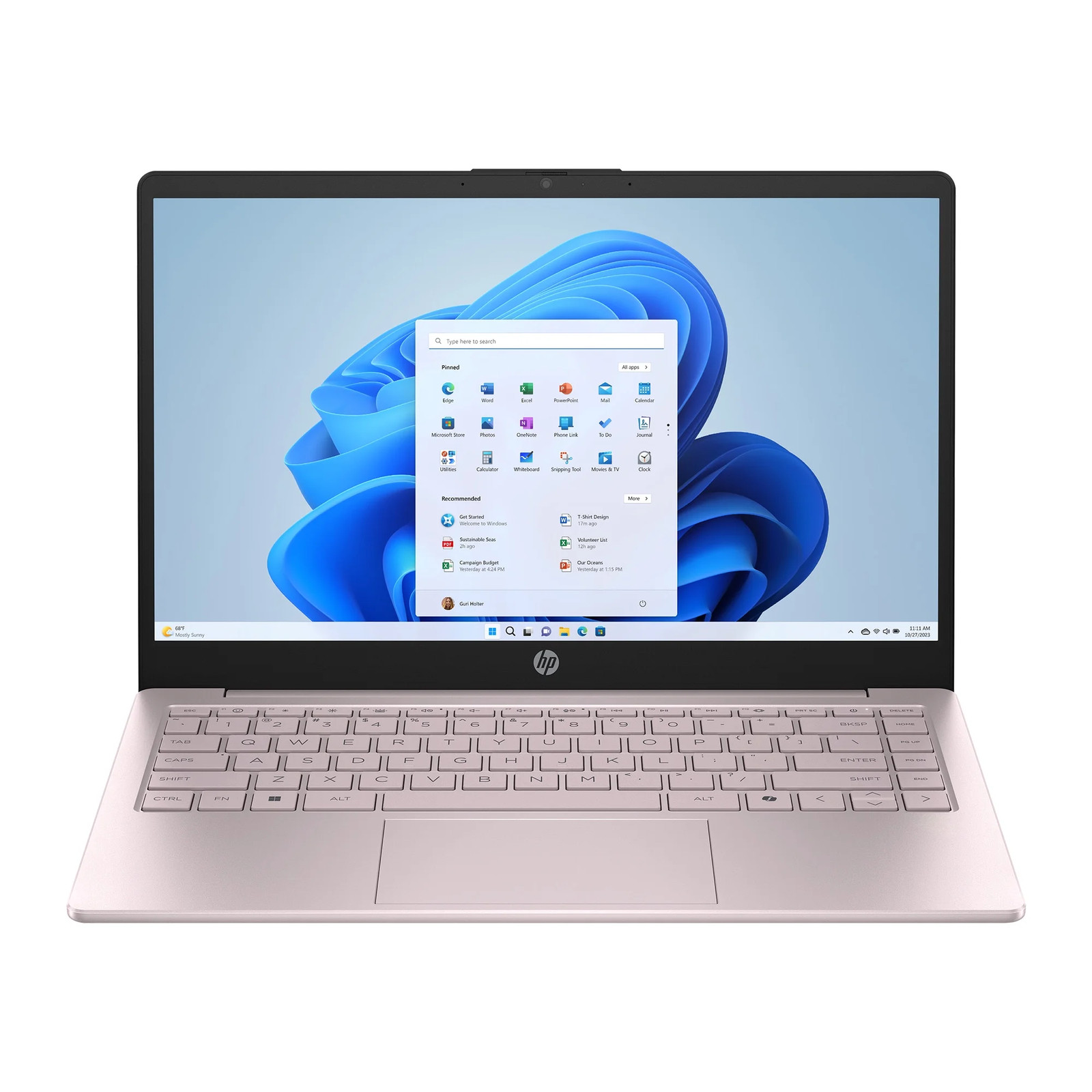 14 Inch HD Windows Laptop Intel Processor N150 4GB RAM 128GB UFS Tranquil Pink