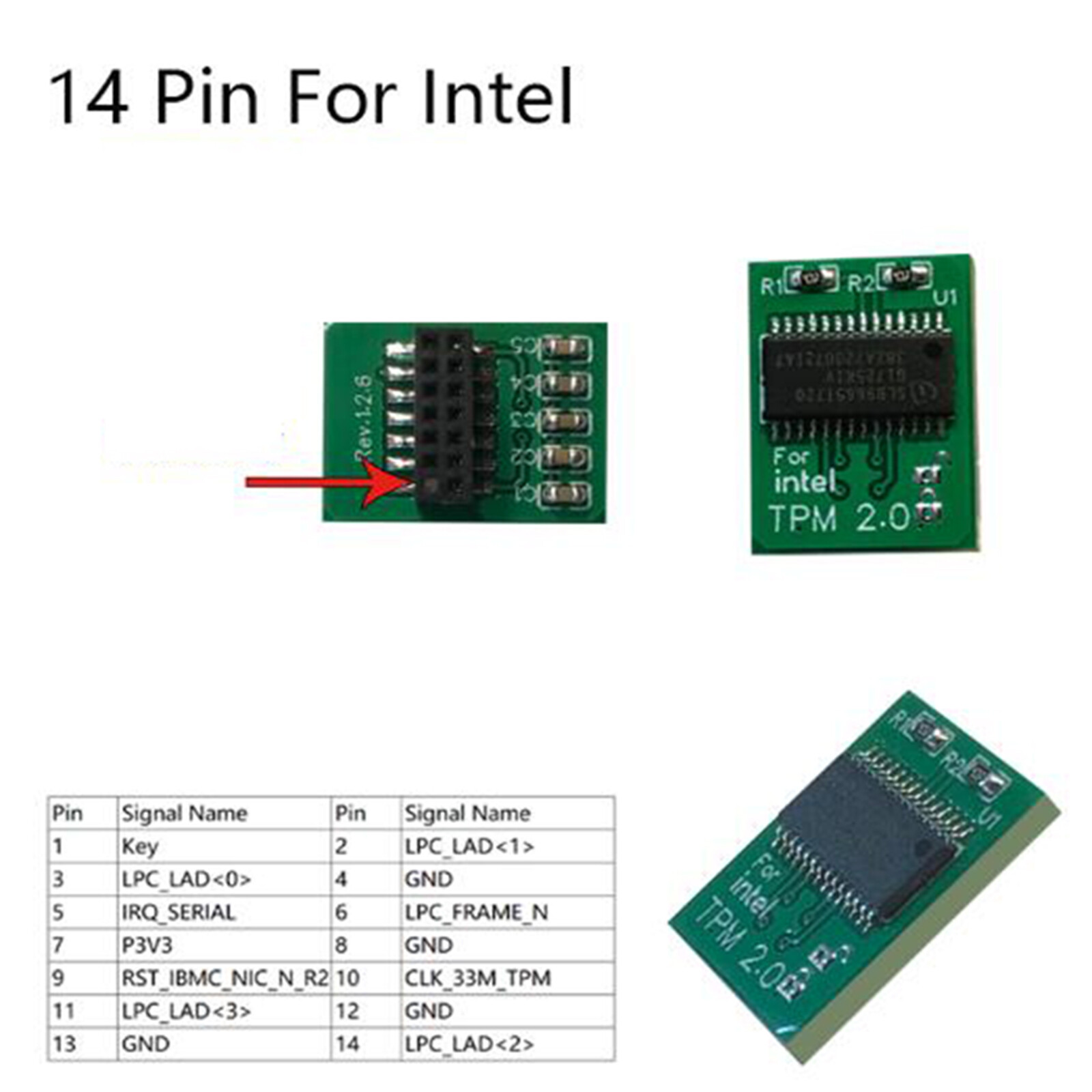 TPM2.0 Security Module 14(14-1) pin for Intel Trusted Platform