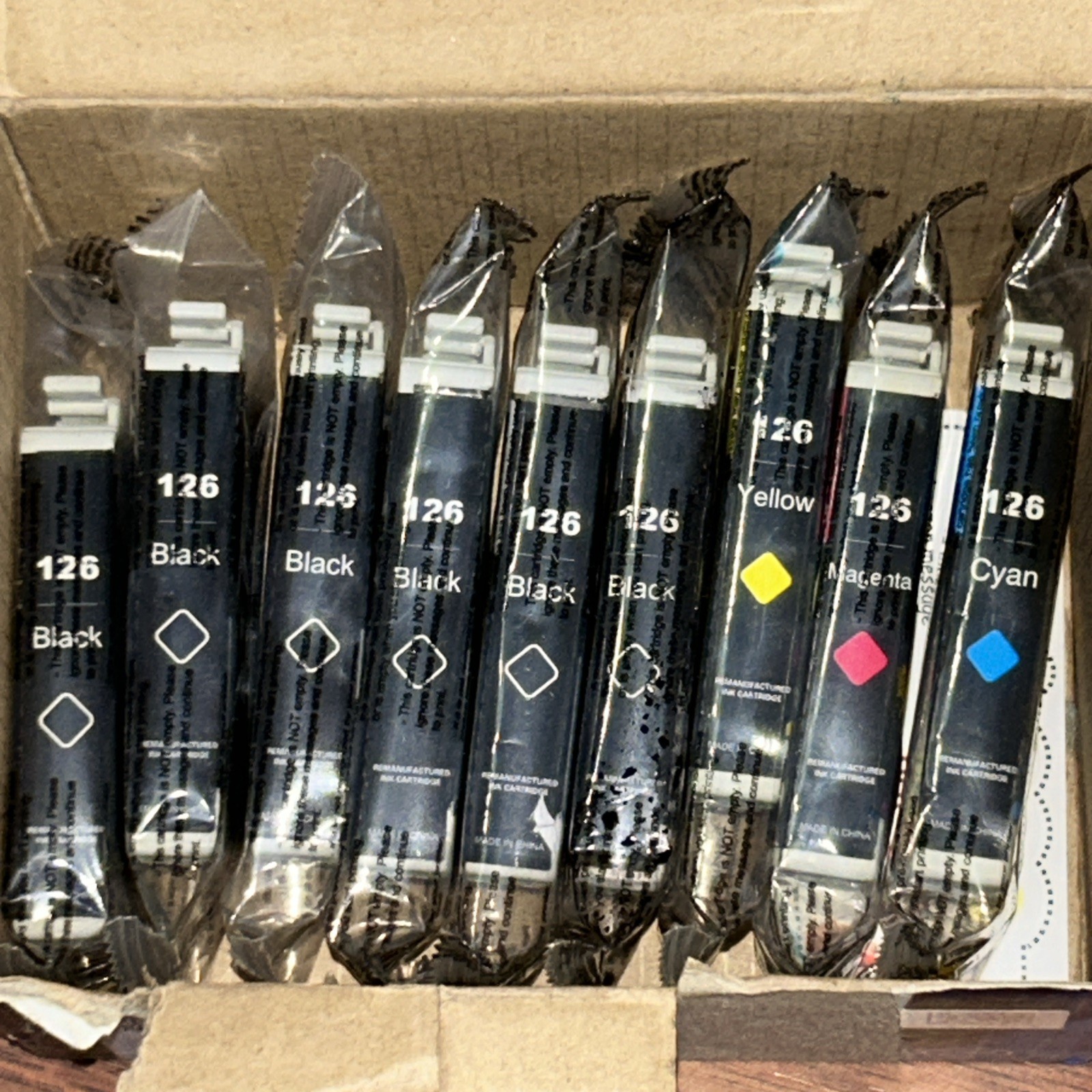 EZINK T126 9 INK CARTRIDGES FOR USE WITH EPSON & WORKFORCE PRINTERS. 6 Black