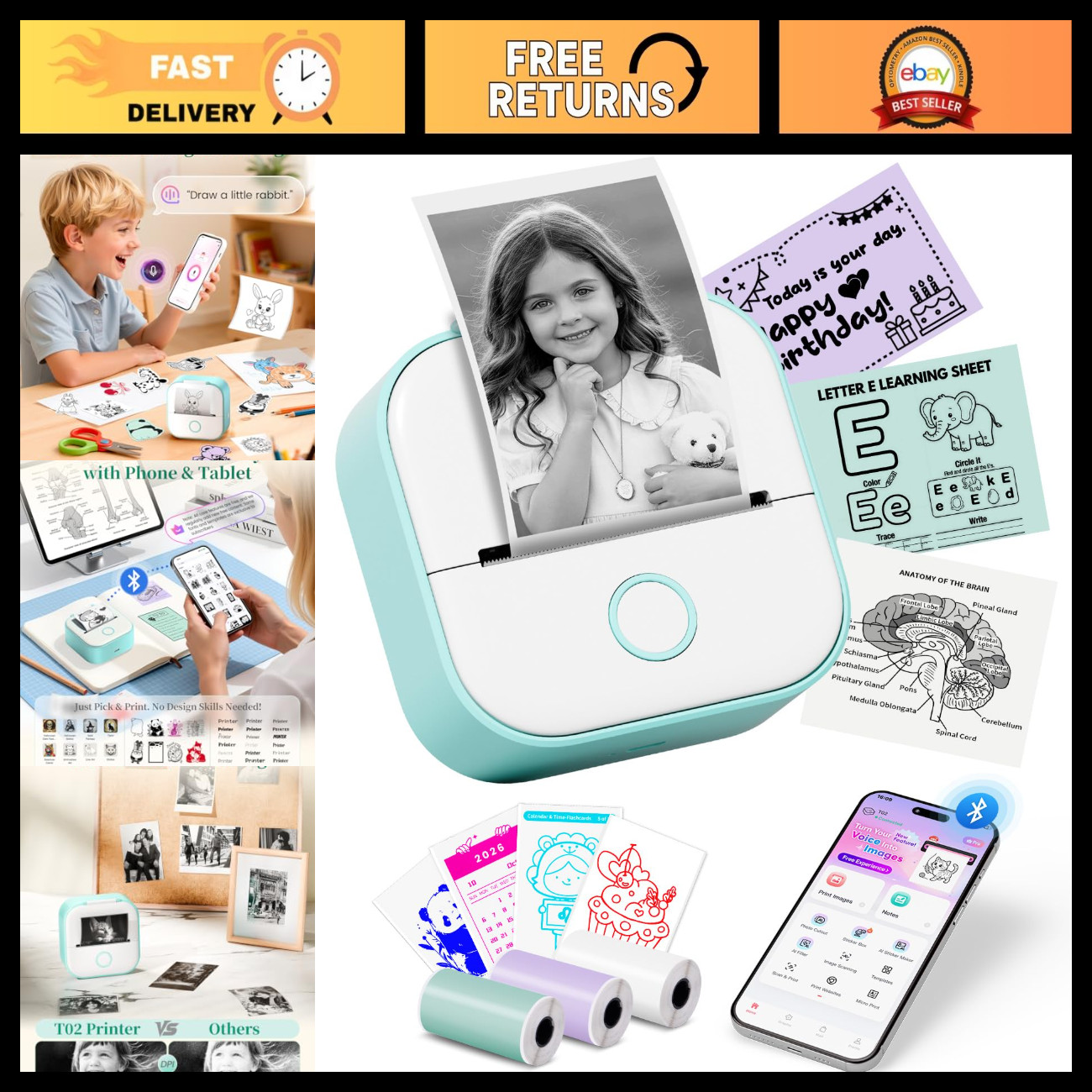 Mini Thermal Sticker Printer - Portable AI Sticker Maker, Compact & Easy to Use