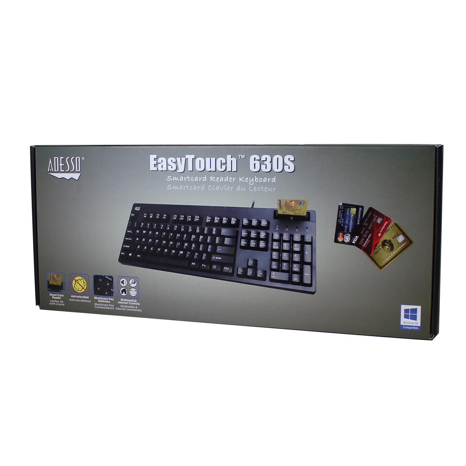 ADESSO EASYTOUCH 630S AKB-630SB ANTIMICROBIAL KEYBOARD W/SMART CARD READER - NEW