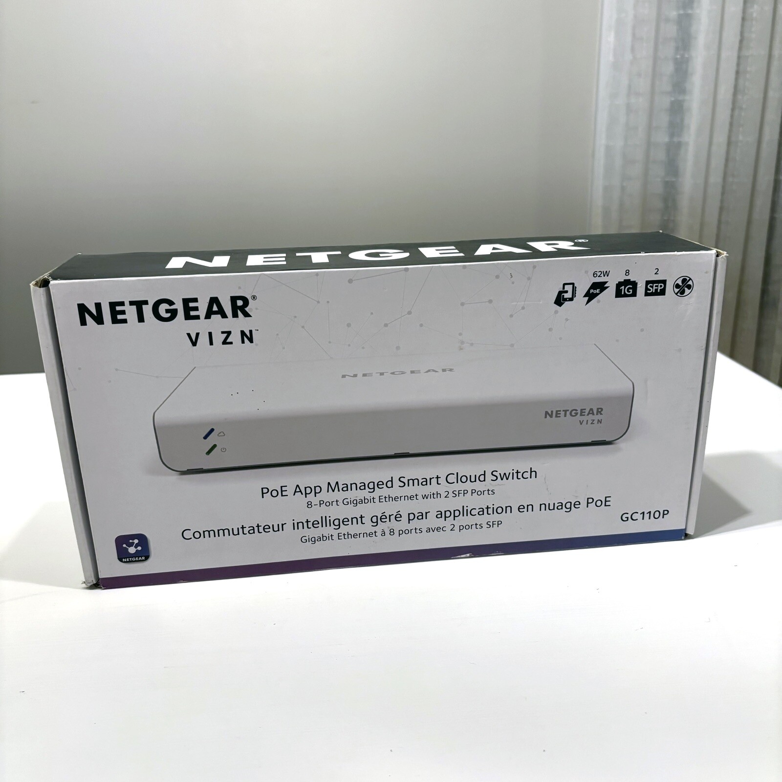 NETGEAR VIZN 8-Port Gigabit Ethernet Smart Cloud Managed Pro POE Switch GC110P