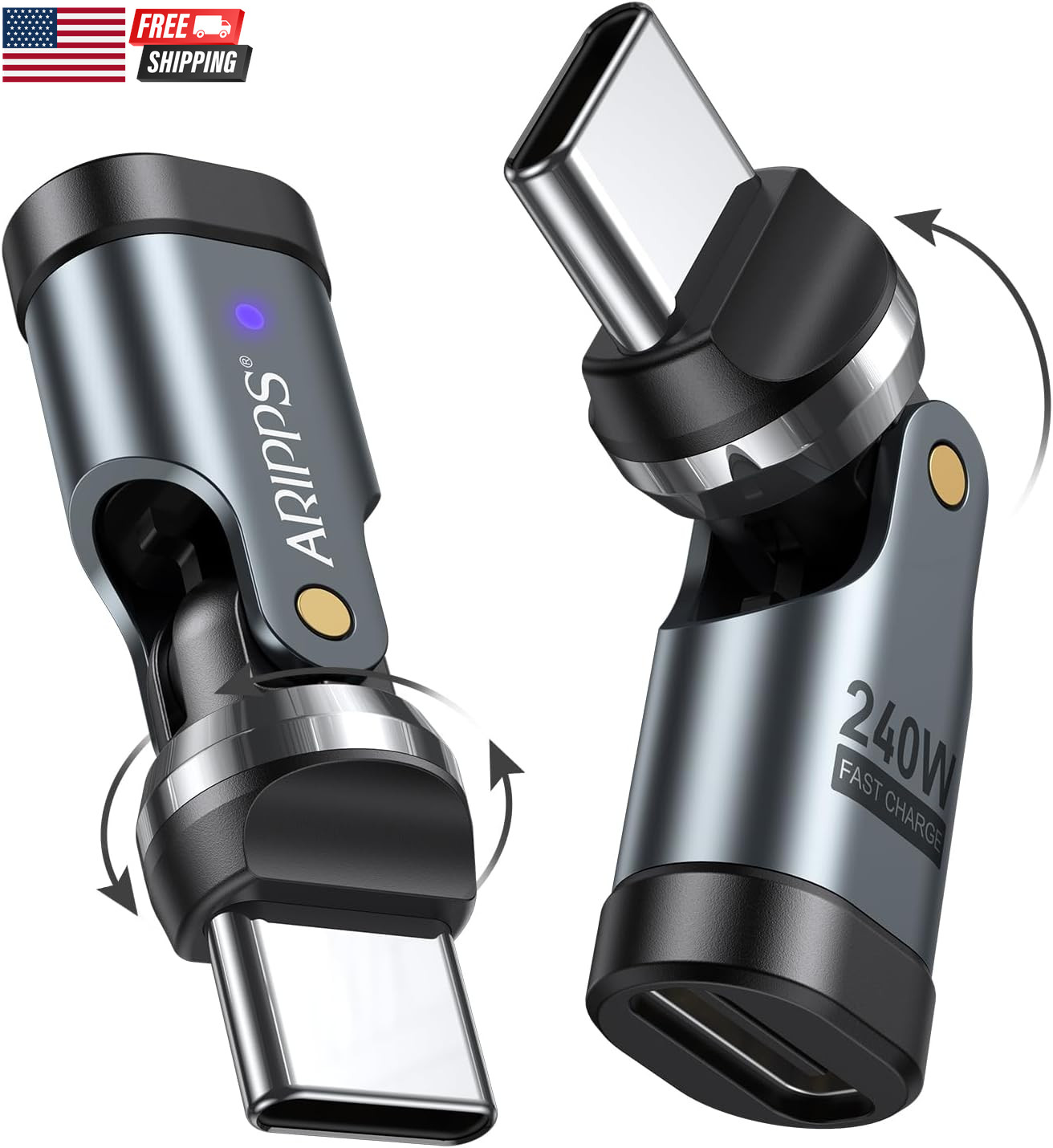 USB C Adapter [2-Pack], PD 240W USB C 90 Degree Adapter, USB Type C Right Angle