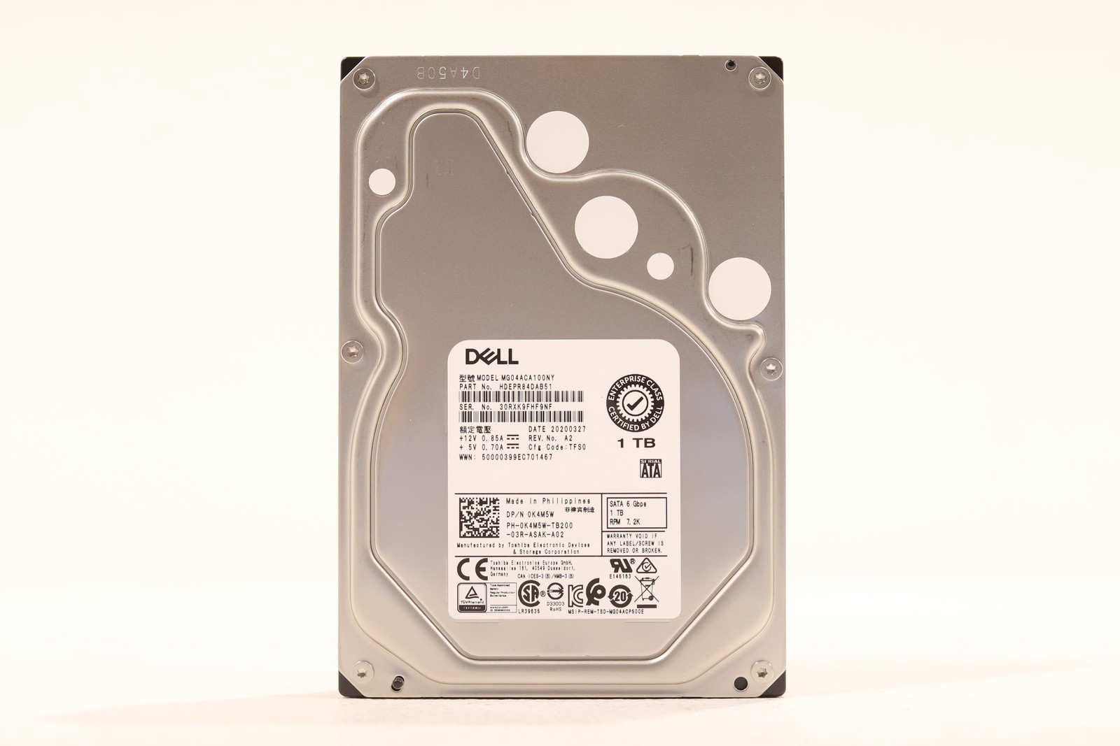 Dell MG04ACA100NY 1TB 3.5" 6Gb/s 7.2K RPM SATA Hard Drive Dell P/N:0K4M5W Tested