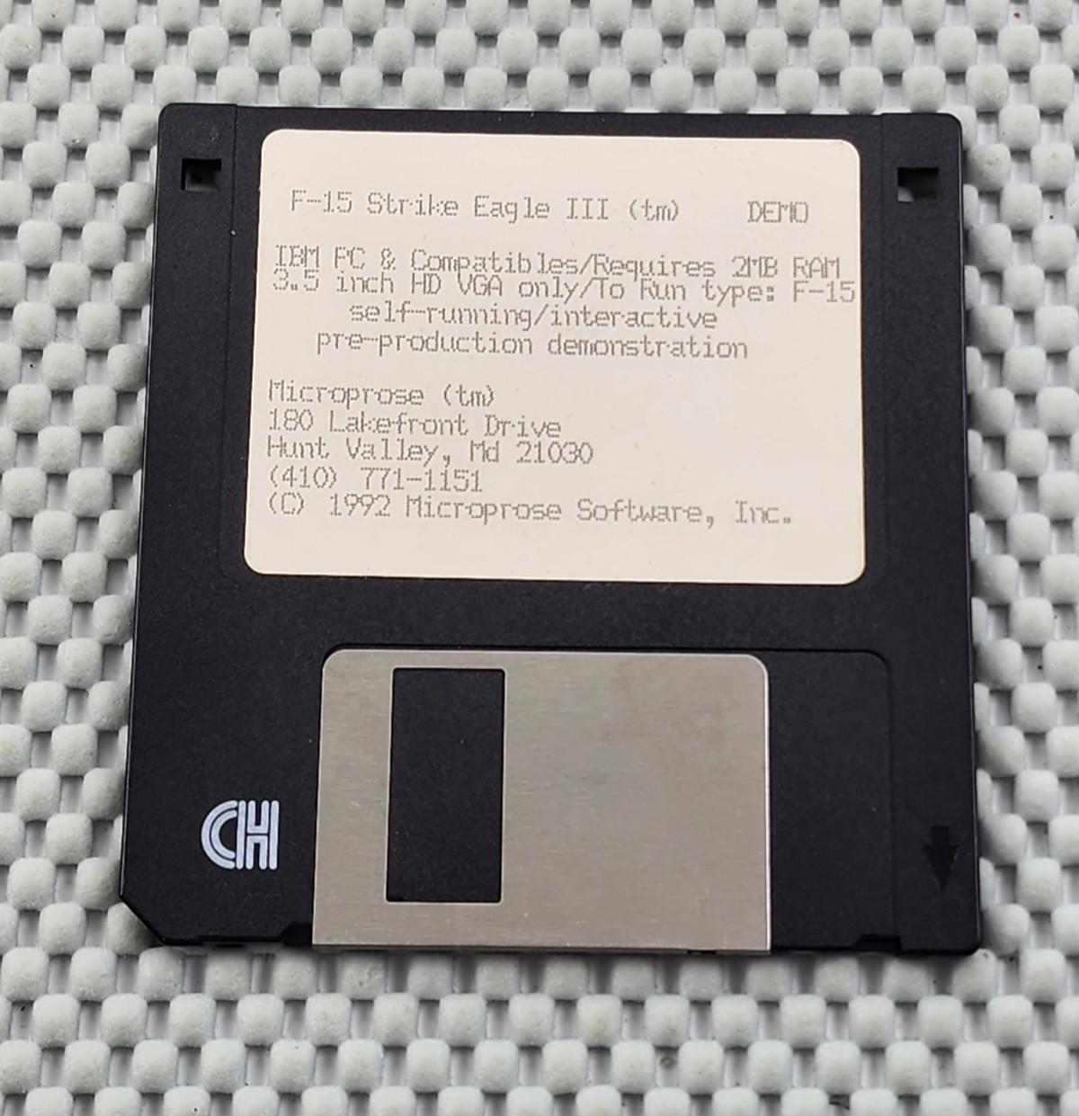 Microprose F-15 Strike Eagle III 3.5" Floppy  Disk (DEMO PRE-PRODUCTION) - RARE