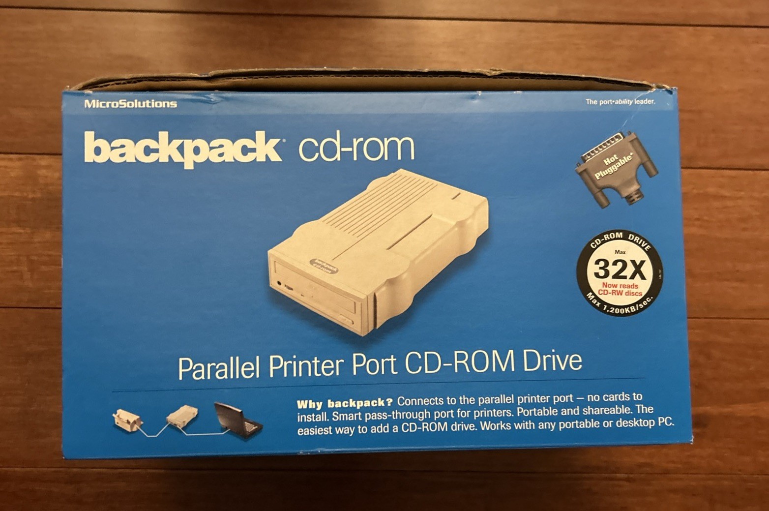 MicroSolutions Backpack CD‑ReWriter 190130 Series 6 • Powers On&Spins 