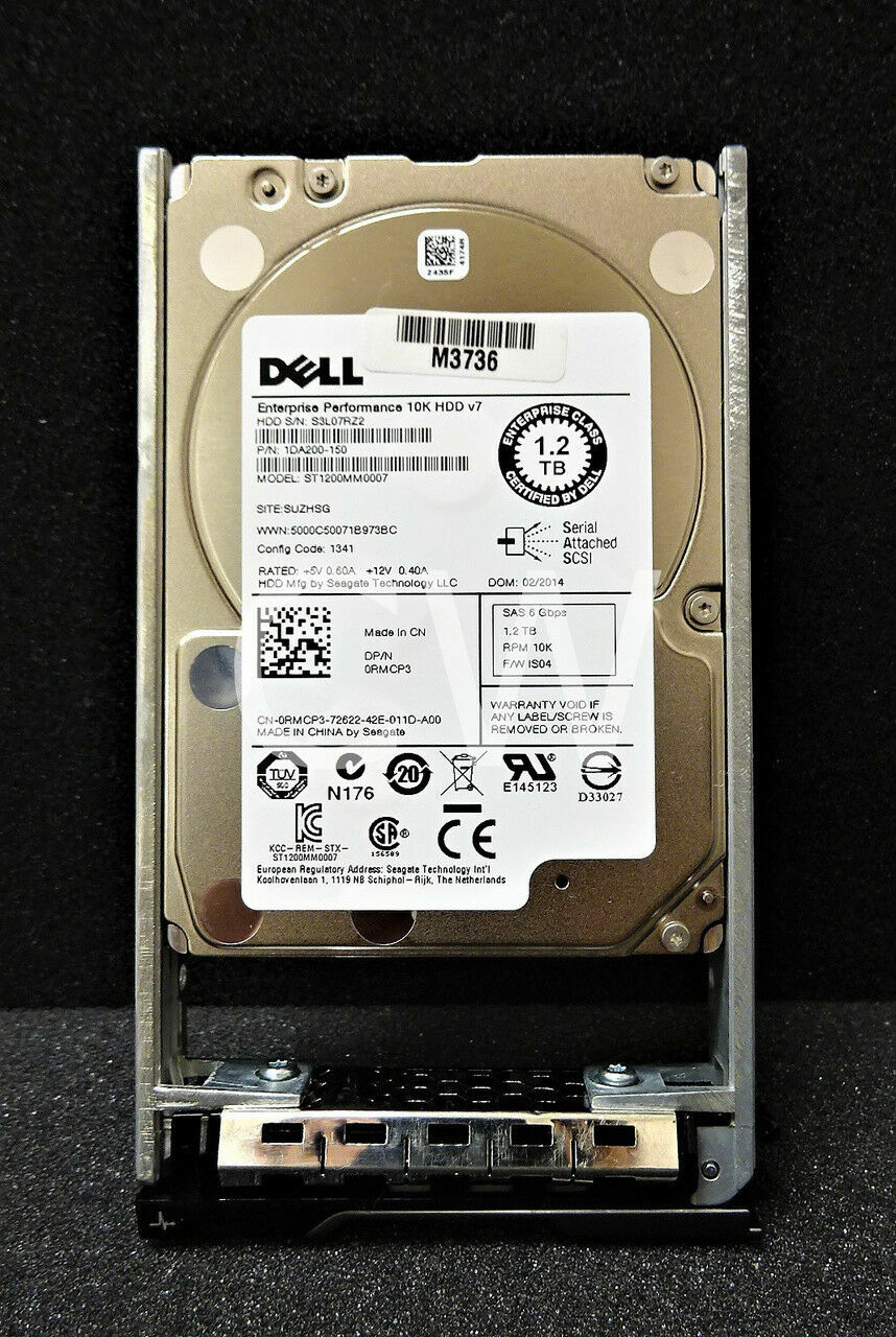 Dell RMCP3 0RMCP3 1.2TB 10K RPM 6Gb/s 2.5" SAS Hard Drive ST1200MM0007 W/TRAY