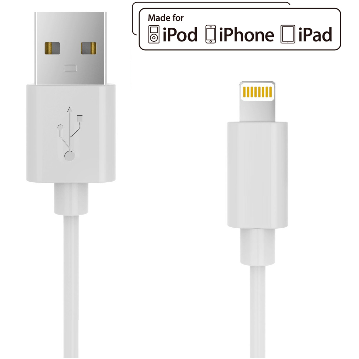 Apple MFI Certified Amp 3-ft Lightning USB Charger Sync Cable for iPhone & iPad