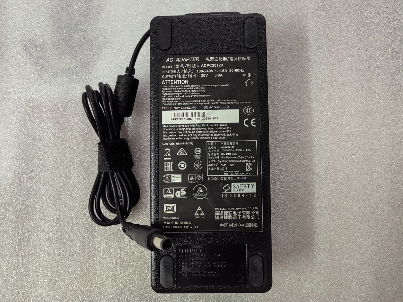 For AOC Agon AG352UCG6 ADPC20120 Gaming Monitor 20V 6.0A 7.4mm 120W Adapter OEM