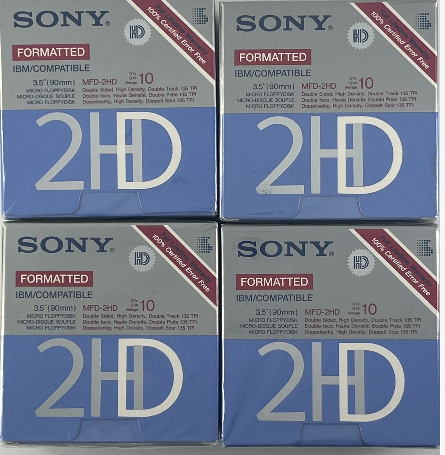 Lot of 4 10 Packs Sony 10 MFD-2HD Floppy Disks IBM Formatted Rare Package