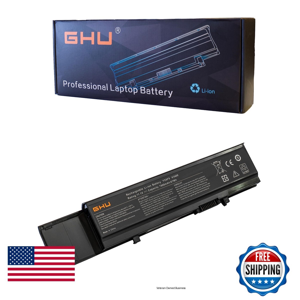 GHU 9-Cell Battery 87 WH Replacement R5PJR Y5XF9 7FJ92 4JK6R 04D3C CYDWV TXWRR