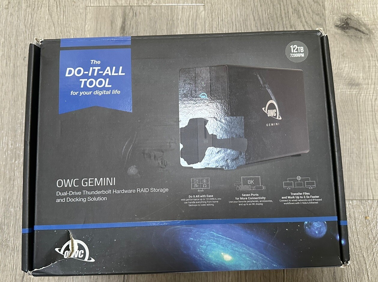 OWC Gemini 12TB Dual-Drive Thunderbolt Hardware RAID Storage And Ducking Soluti