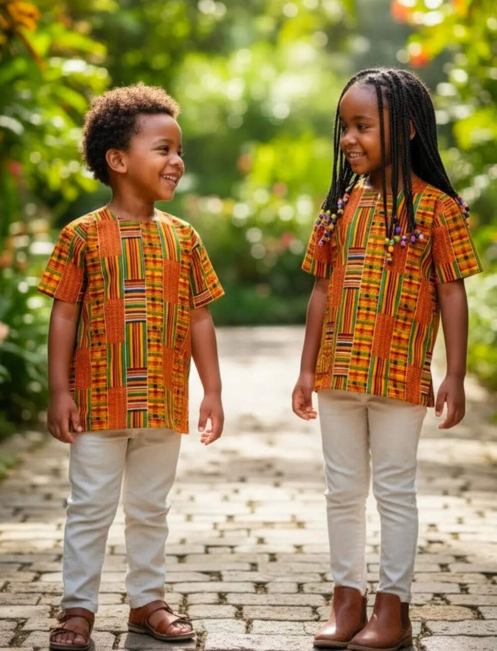 African Kente Print Dashiki Shirt for Children - DPC3247U | African Fashion | Du