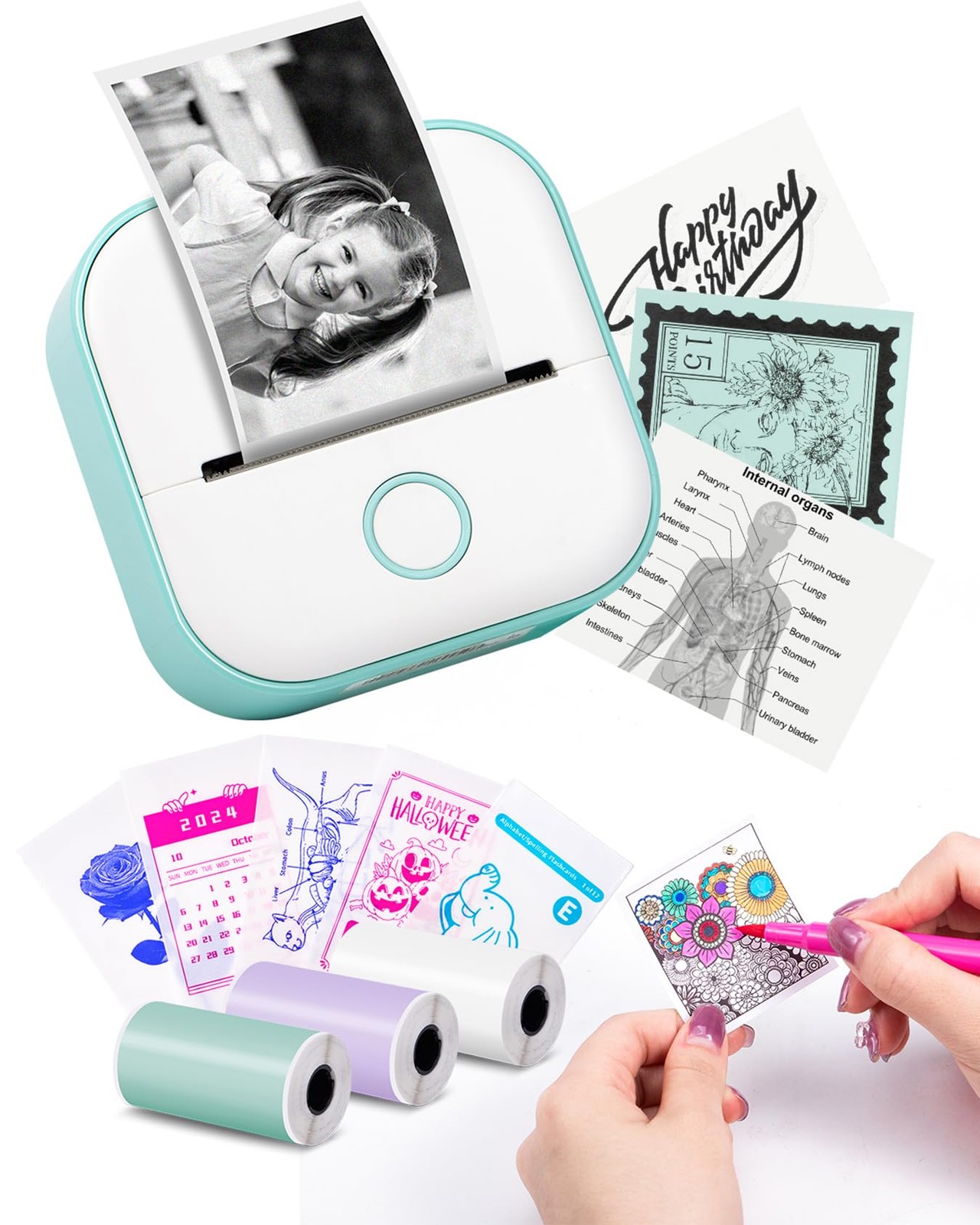 T02 Mini Sticker Printer Thermal AI Sticker Maker for Kids