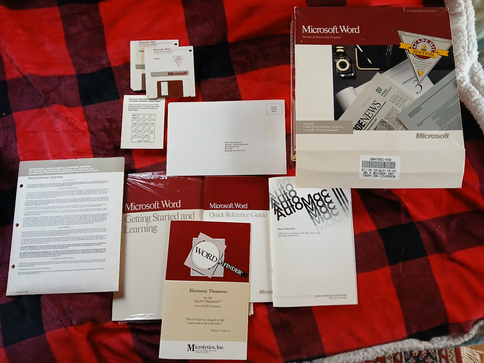 Microsoft Word Academic 4.0 (Apple Macintosh, 1988) Word Processor 3.5" Disk CIB