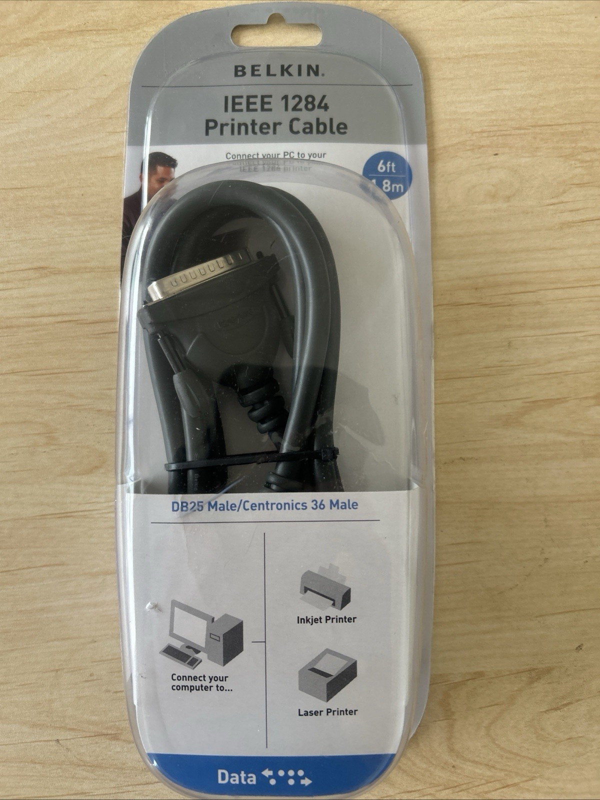 BELKIN IEEE 1284 PARALLEL PRINTER CABLE DB25 MALE/CENTRONICS 36 MALE