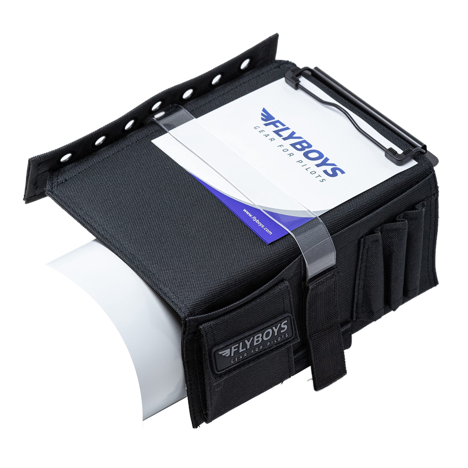 Black Kneeboard Tablet Support for EFBs with Secure Clip and Leg Strap