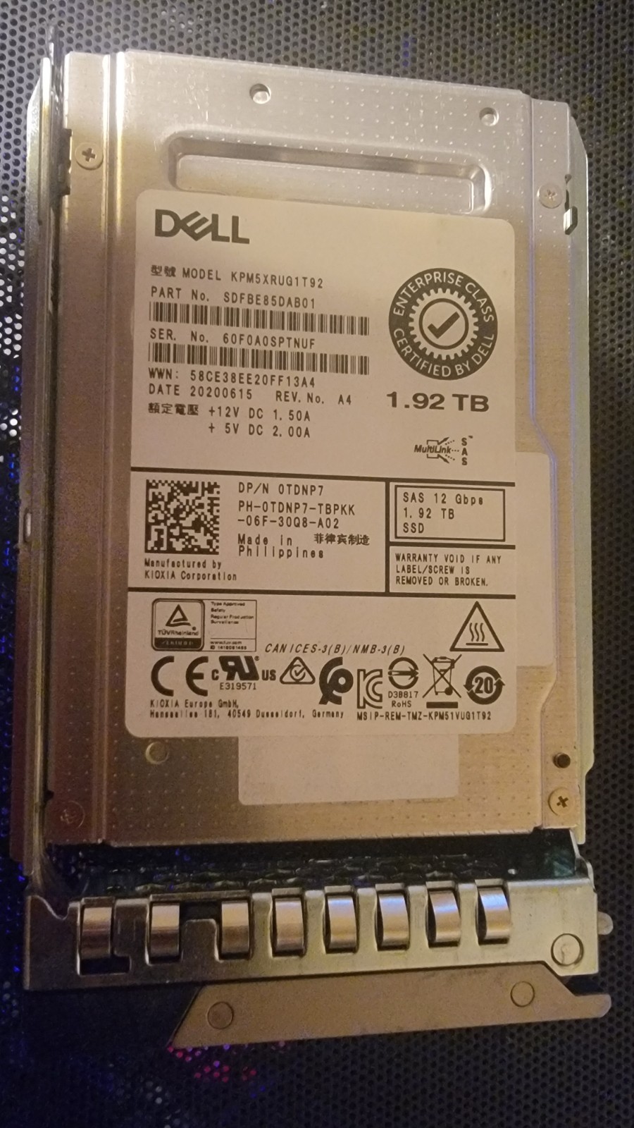 Dell 1.92TB 2.5in SAS 12Gbps Internal SSD