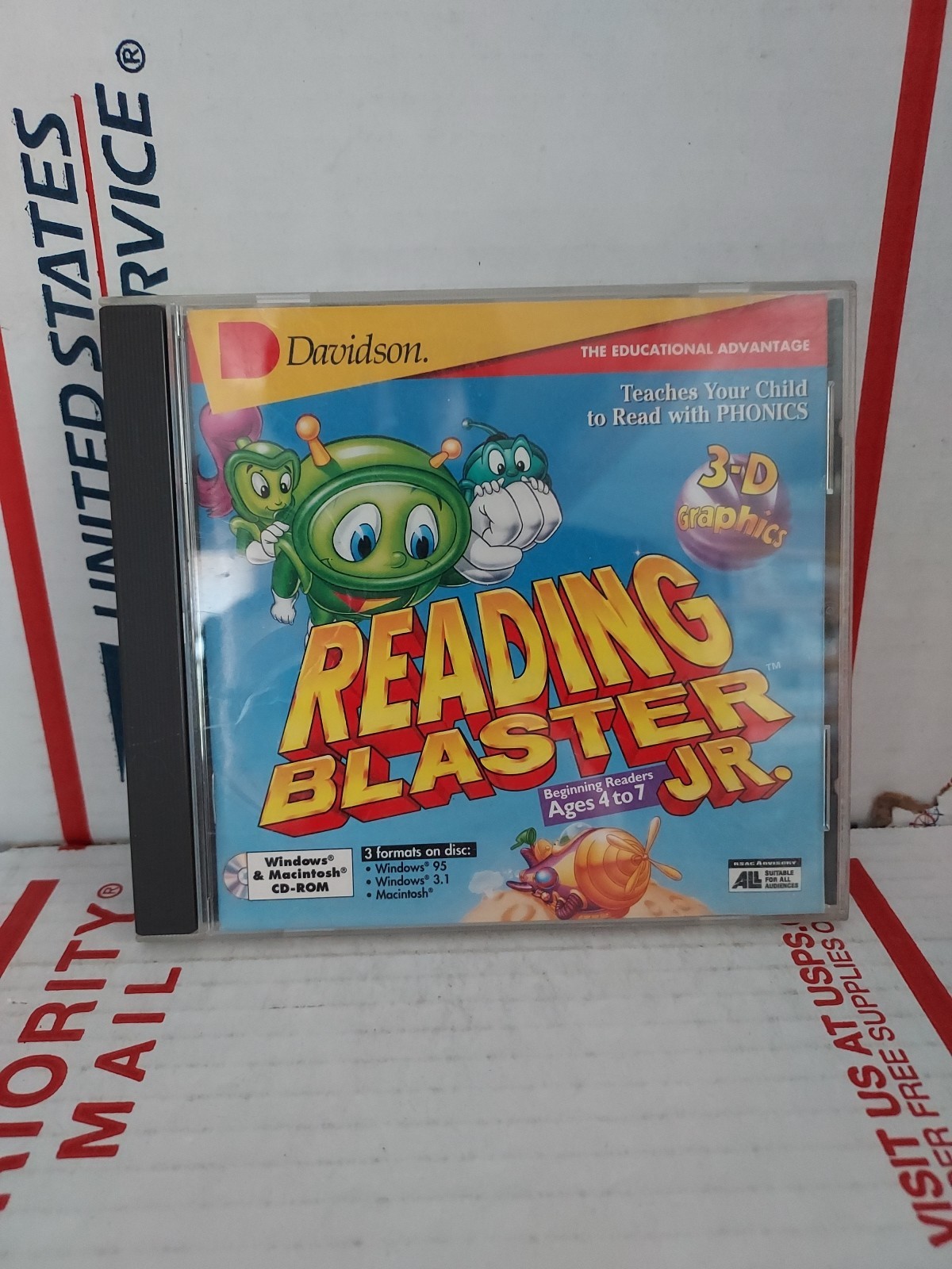 Vtg Reading Blaster Jr CD-ROM Phonics 1996 Davidson Age 4-7 Win Mac - #162h