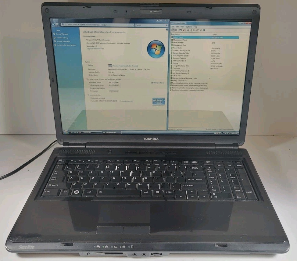 Toshiba Satellite A355-S7907  17" Intel Pentium T4200 2.0GHZ 3GB RAM 320GB Vista