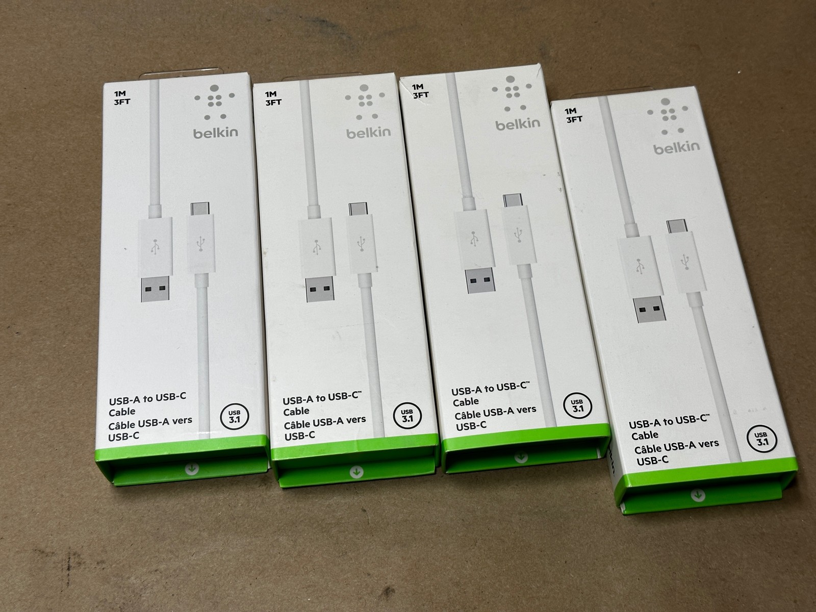 4x Pc Lot 3ft 1M Authentic Belkin USB-A (USB 3.1) to USB-C Adapter Adaptor