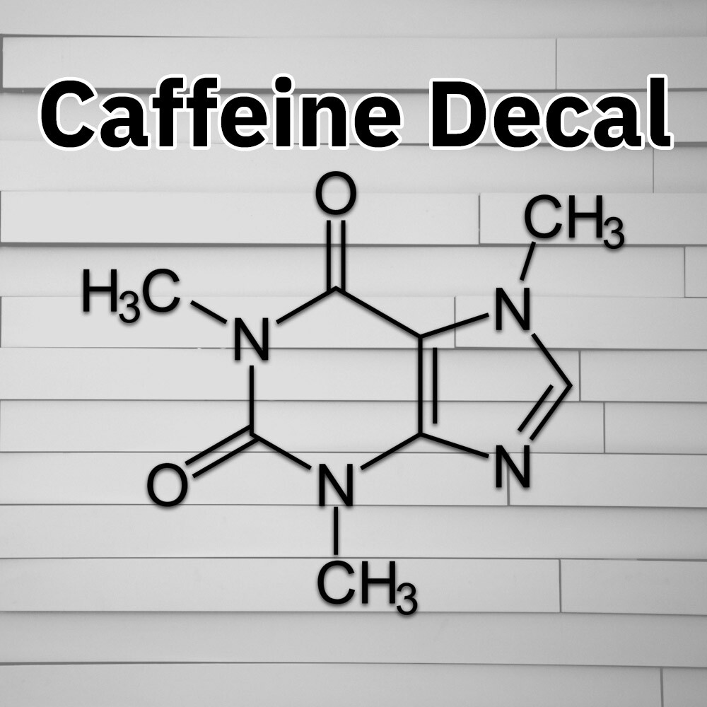 Caffeine Decal, Sticker, Molecule, Chemical, Car Decal laptop decal window stick
