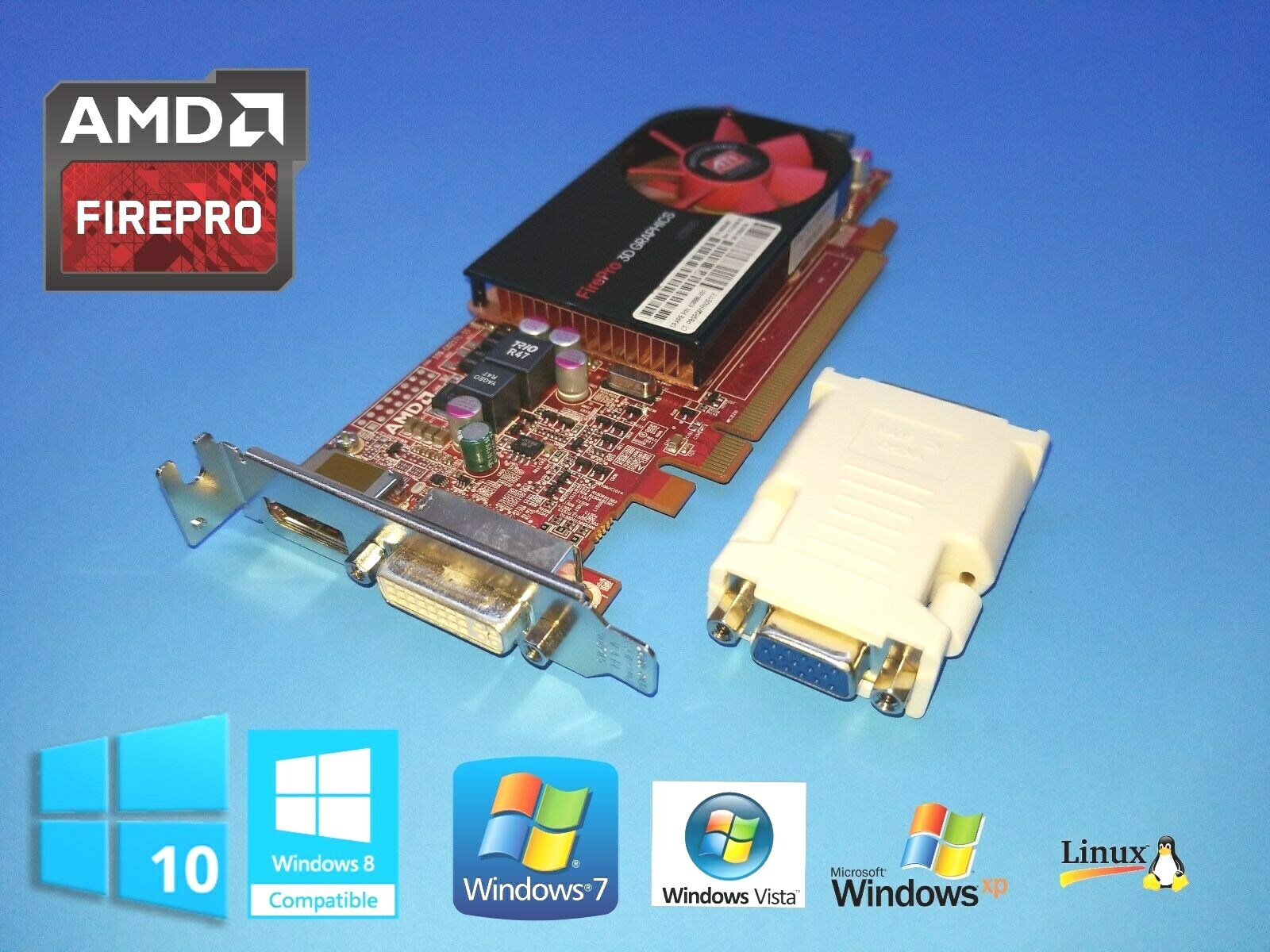 HP PAVILION SLIMLINE Half-Height Low-Profile Dual Monitor Video Graphics Card 