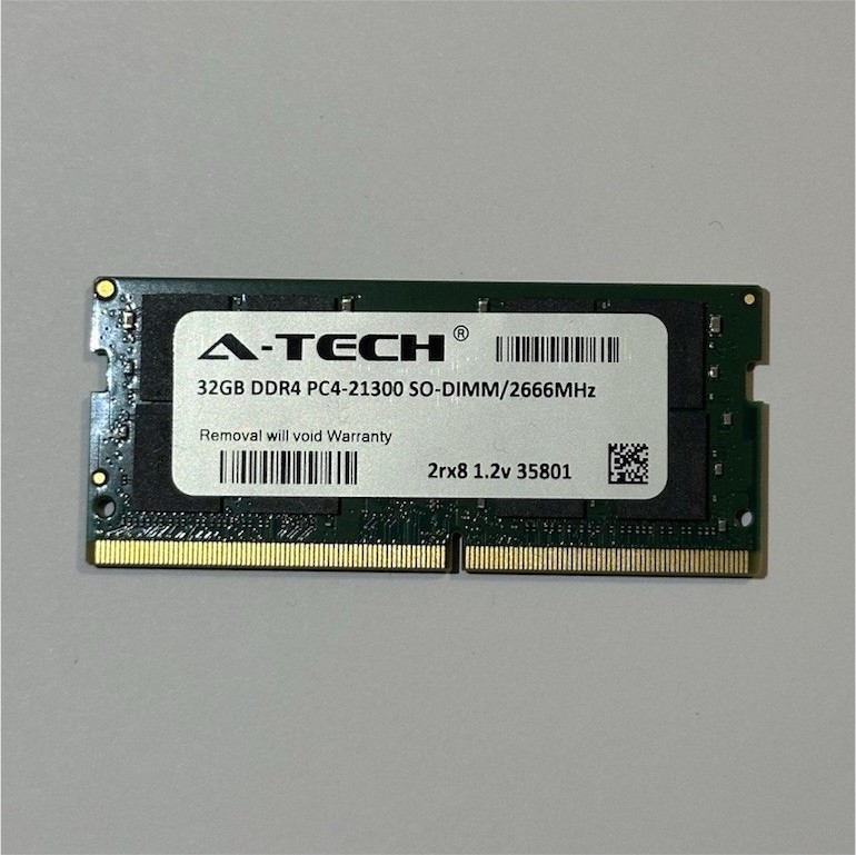 A-Tech 32GB DDR4-2666 PC4-21300 260-Pin SO-DIMM Laptop RAM (1x32GB)