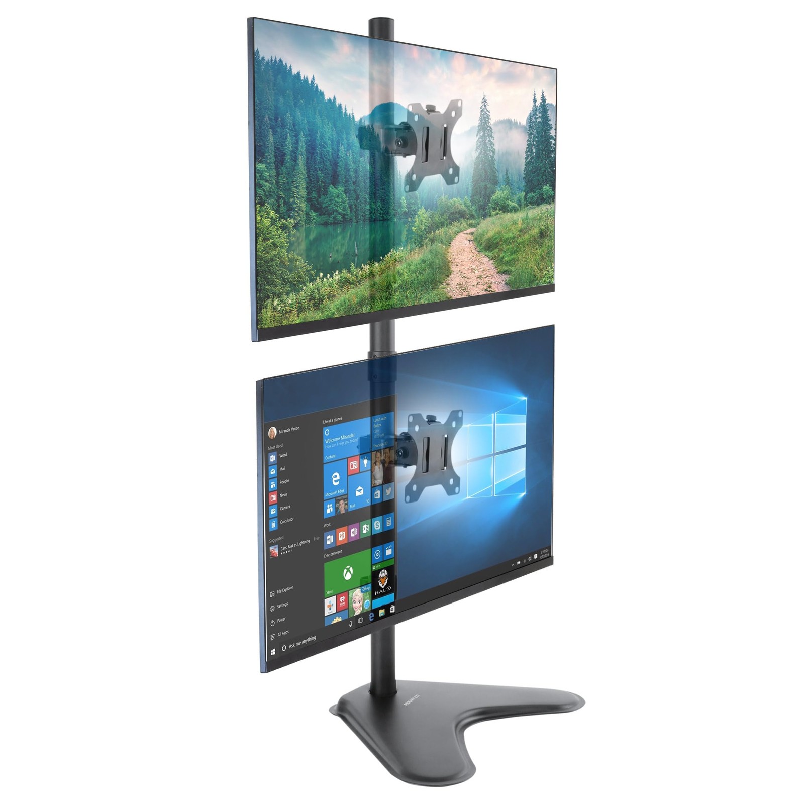 Vertical Dual Monitor Stand Freestanding Stacked Mount 2 Screens 17–32" Height