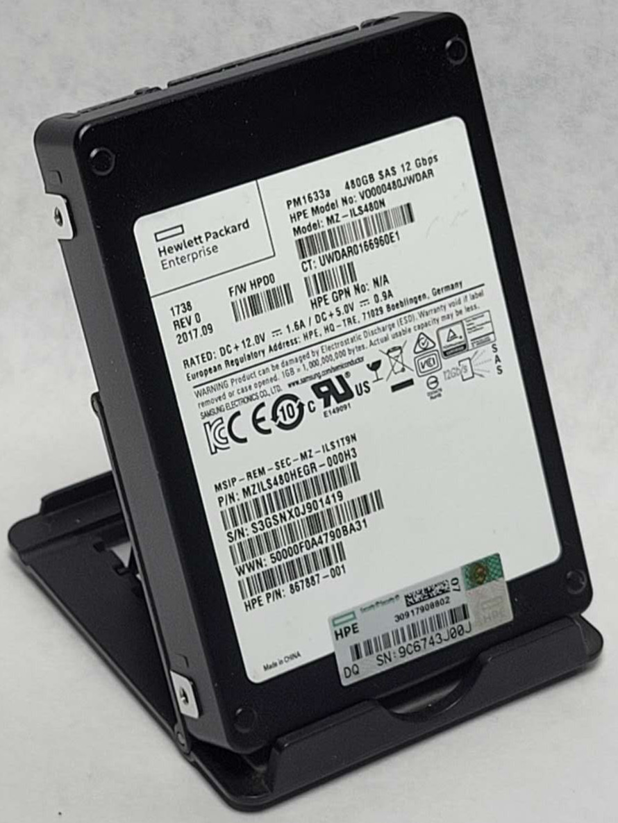 HPE SAMSUNG PM1633a 480GB 2.5" SAS SSD MZ-ILS480N 867887-001 98% HEALTH