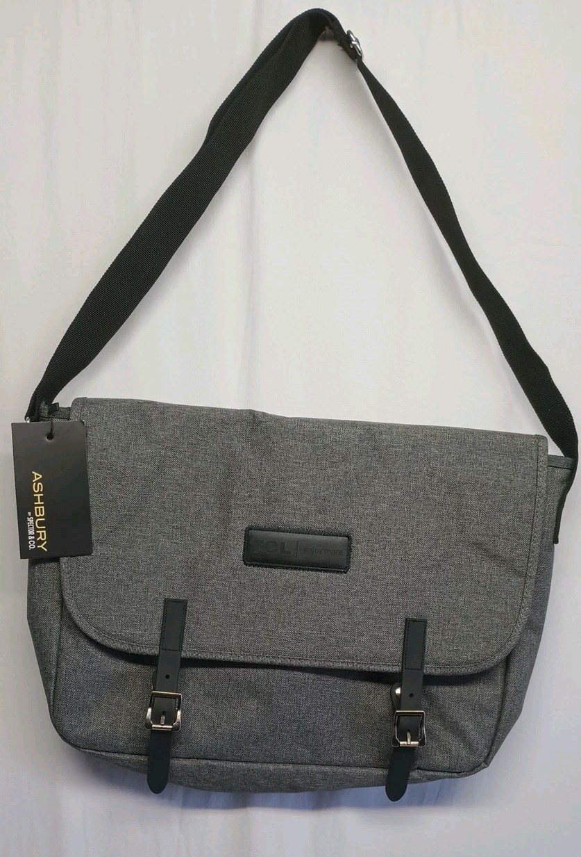 Ashbury Messenger Bag Laptop Carrier Carry On Office Work Men Shoulder Gray