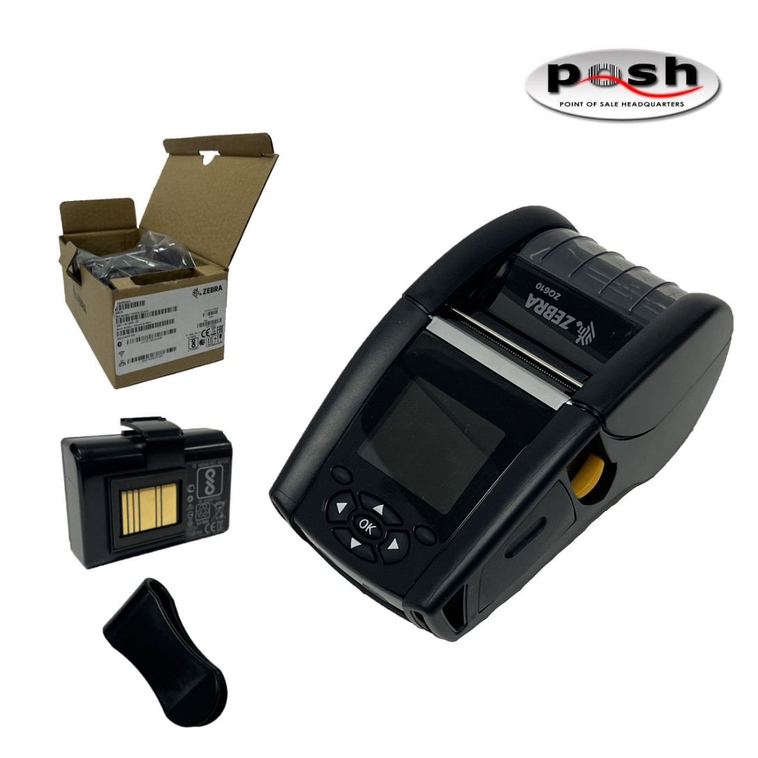 Zebra ZQ610 Barcode Label Printer: ZQ61-AUFA000-00 w/ Battery and Belt clip