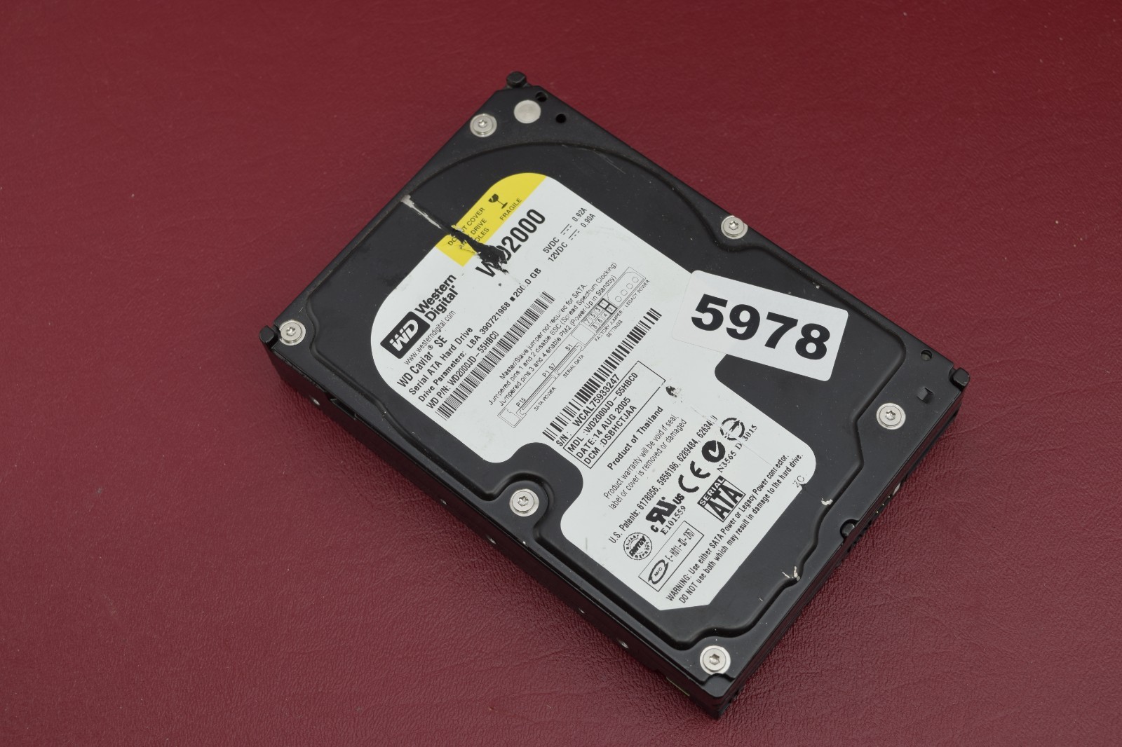 WD2000JD-55HBC0 - Western Digital 200GB 7200 RPM SATA 3.5" HDD