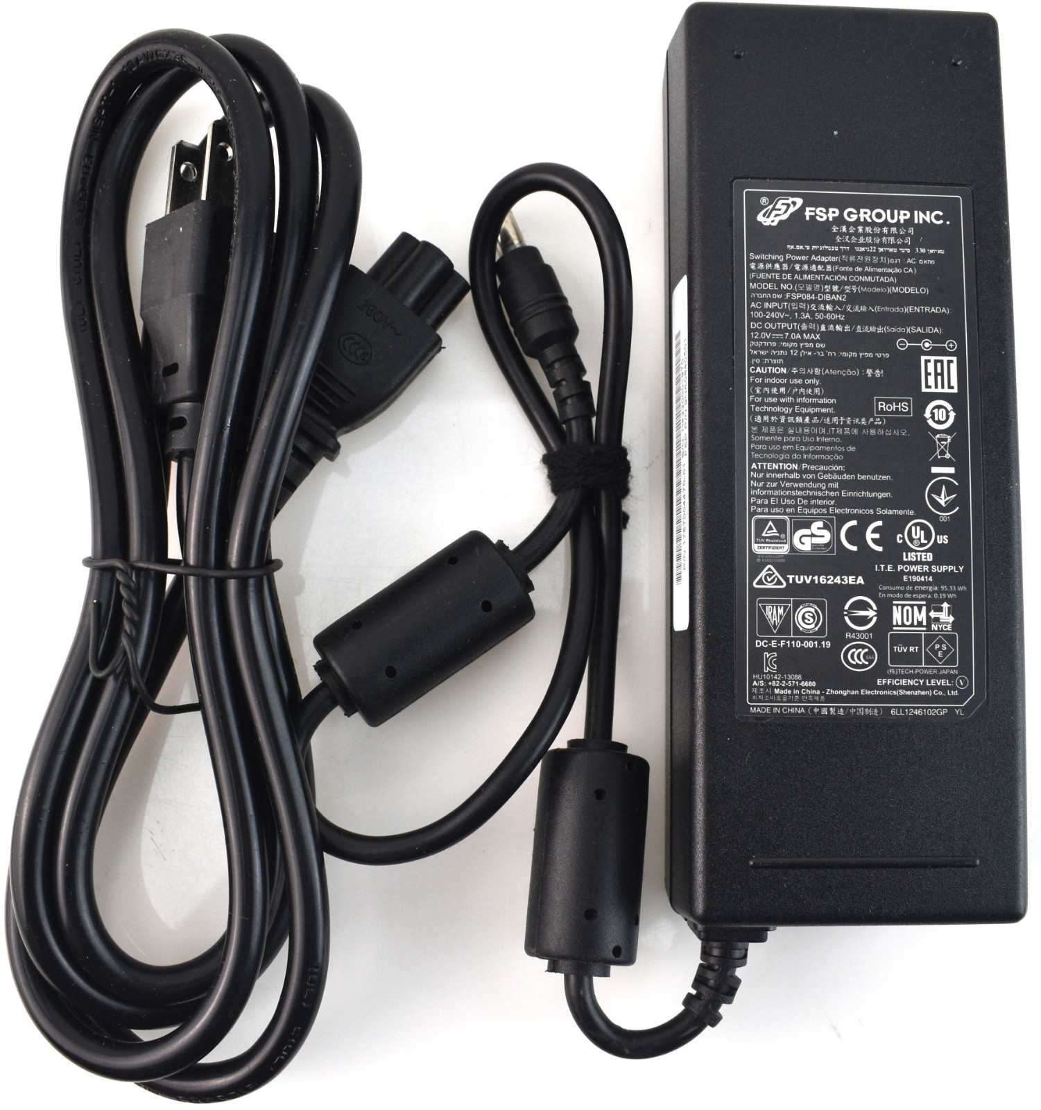 Genuine FSP FSP084-DIBAN2 12V 7A Power Adapter with 2.5 x 5.5 x 12mm DC Plug